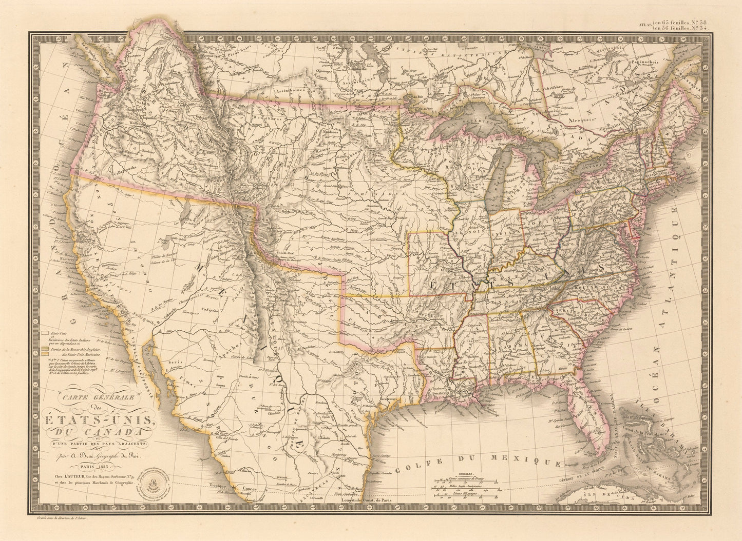 1826 Carte Generale des Etats-Unis Du Canada et D¡¯Une Partie Des Pays Adjacents...