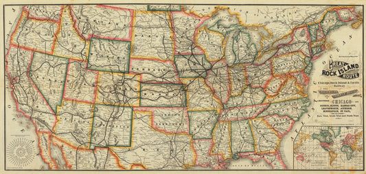 1883 New and Correct Map of the Rock Island Route...