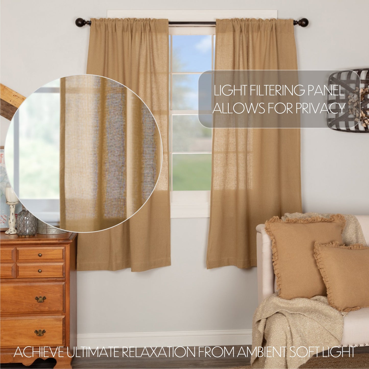 #17478 Burlap Natural Short Panel Set of 2 63x36