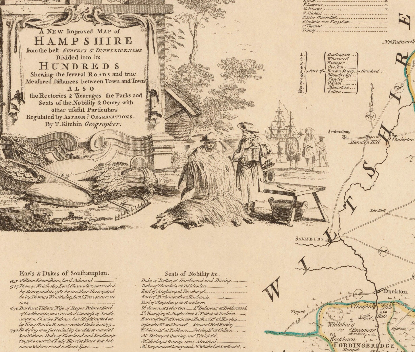 Hampshire Map dated 1760